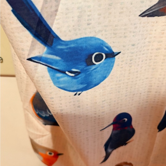 Bird Print Long-Sleeve Shirt - White with Multicolor Birds - Picture 7 of 12